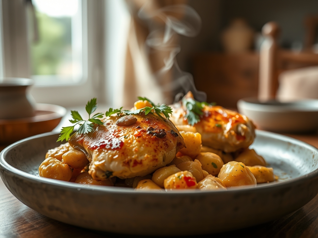 Pollo con champiñones