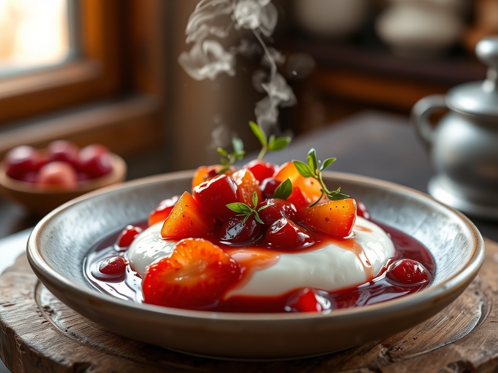 Yogur con frutos rojos
